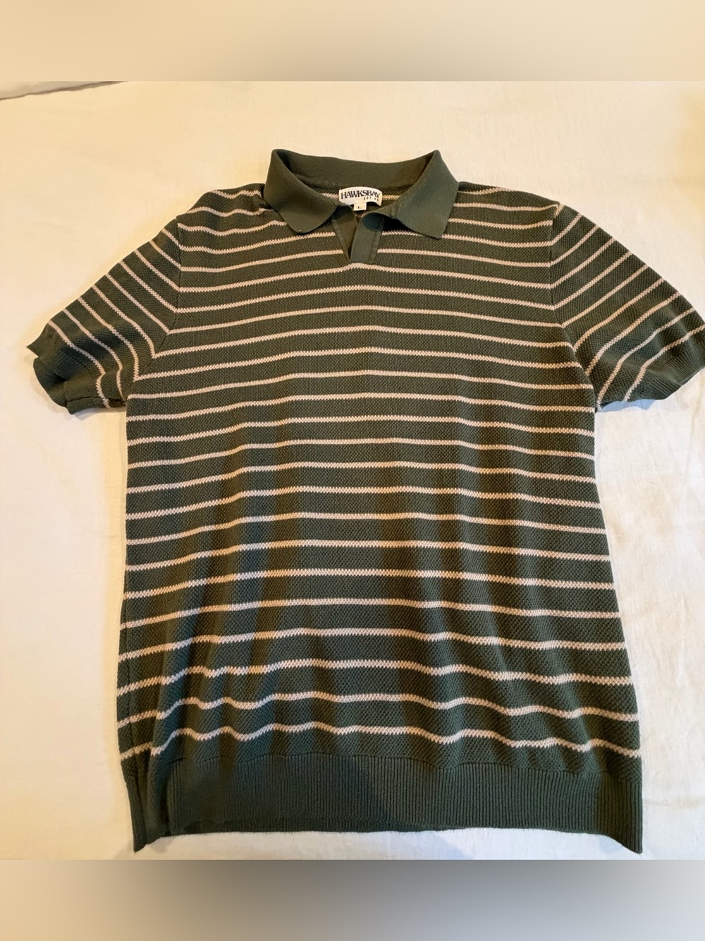 Olive & Cream Striped Polo Shirt